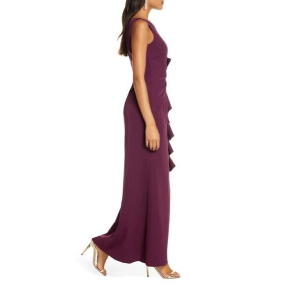 ELIZA J Ruffle Front Gown in Wine Size US 6 - Picture 2 of 10